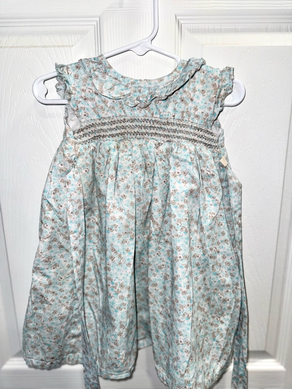 Girls' Floral Smocked Dress - Light Blue